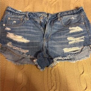 American Eagle Blue Distressed Jean Shorts